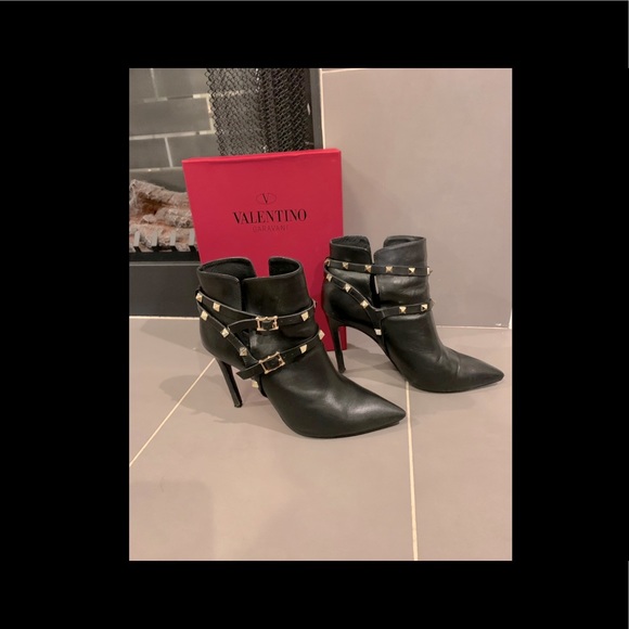 Valentino Shoes - Valentino Rockstud Leather Ankle Boots